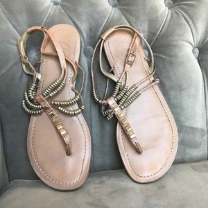 Jessica Simpson gold and nude beaded sandals